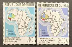Guinea 1970 #558-9, Map Of Africa, MNH.