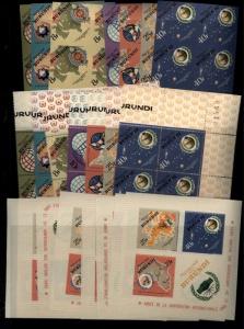 Burundi Scott134-140a Perf. & Imperforated blocks of 4 & Souvenir Sheets Mint NH