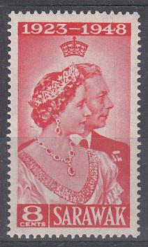 Sarawak 1948 Sc 174 Silver Wedding 8c MNH