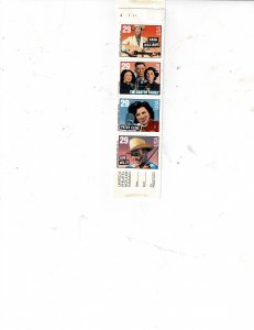 Music Country & Western 29c US Booklet Pane of 4 stamps #2775-78a VF MNH