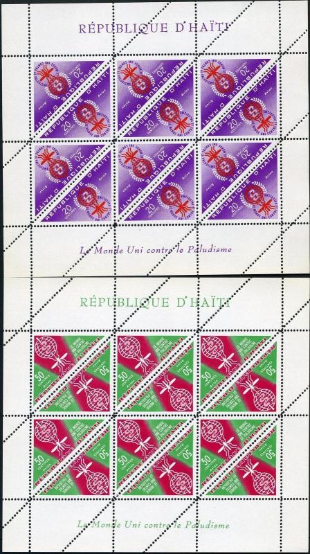 Haiti 486-488,C188-C190 sheets,MNH.Mi 697-702 klb.WHO drive against Malaria,1962