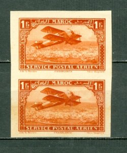 FRENCH MOROCCO 1922 AIR IMPERF. PAIR #C7a MNH...$90.00