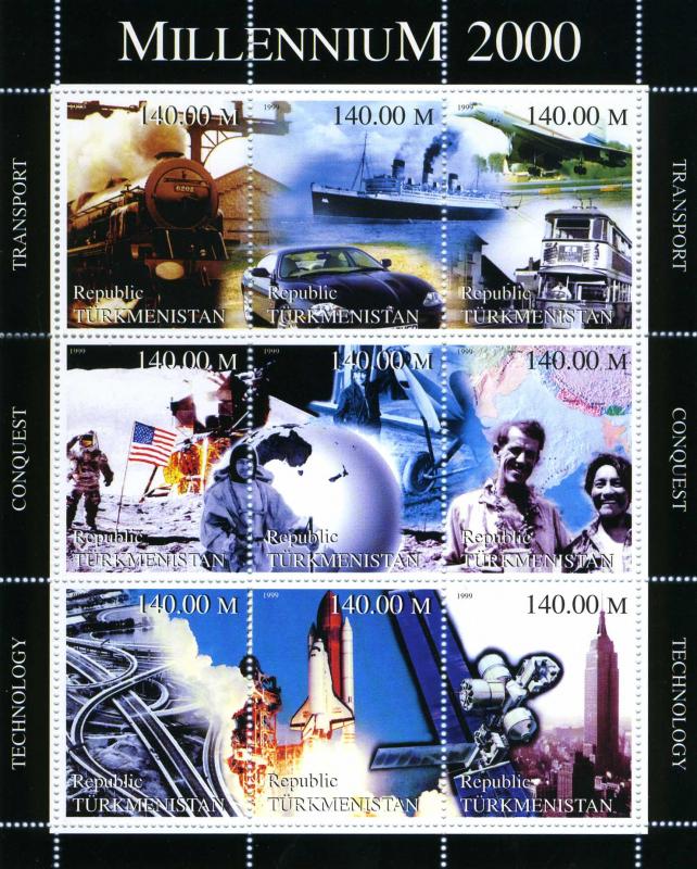 Turkmenistan 1999 MILLENNIUM 2000 SPACE CONCORDE sheet Perforated Mint (NH)