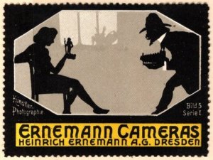 Vintage Germany Poster Stamp Ernemann Cameras Heinrich Ernemann A.G. Dresden