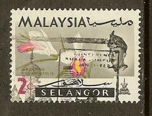 Malaysia-Selangor, Scott #122, 2c Orchid, Used
