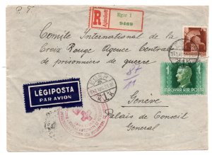 1925 Hungary Cover to POW Com. Geneva Red Cross Cachet Felbontva Censor WS29263