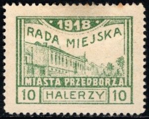 1918 Poland Cinderella 10 Halerzy Local Issue Revenue Przedborz City Council