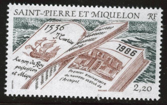 St. Pierre & Miquelon Scott 476 MNH** 1986 Cartier stamp