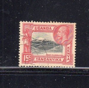 KENYA,UGANDA&TANZANIA #49 1935 14c KING GEORGE V & KILAMANJARO F-VF USED a