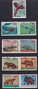 Poland 1966 Sc 1395-1403 Various Prehistoric Vertebrates Dinosaurs Stamp CTO