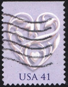 SC#4151 41¢ Wedding Hearts Booklet Single (2007) Used