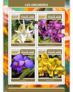 TOGO - 2017 - Orchids - Perf 4v Sheet -MNH