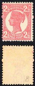 Queensland SG236 2 1/2d Rose M/M Cat 17 pounds