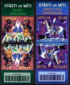 LATVIA 2022-09 EUROPA: Stories and Myths. Snakes Horse. Central TB Pairs, MNH