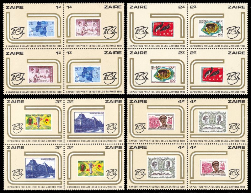 Zaire 1980 Scott #982-985 Blocks Mint Never Hinged