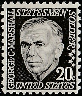 1289b MNH single George Catlett Marshall, black olive, dull gum, tagged