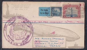 United States - Aug 1929 Lakehurst, NY Zeppelin Cover to Japan