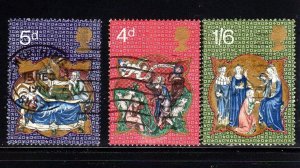 GREAT BRITAIN #645-647 1970 CHRISTMAS F-VF USED b