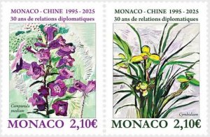 Monaco 2025 MNH Stamps China Flowers Diplomacy