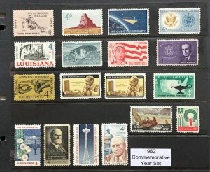 Scott 1179, 1191 - 1207, 1962 Commemorative Year Set, 18 MNH Stamps