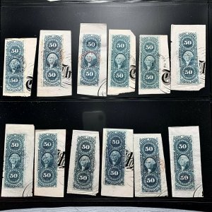 WCstamps: U.S. Lot Of (68) Revenues Tied On Pieces