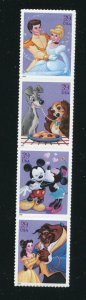 4025 - 4028 Disney Romance Strip of 4 39¢ Stamps MNH