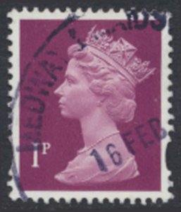 GB 1p Machin  SG Y1760  Used  2 bands  SC# MH199  see scans