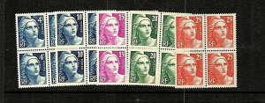 KAPPYSTAMPS GS0035 FRANCE #548-52 BLOCKS OF FOUR MINT FVF NH  CV 83.00