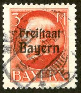 Germany Bavaria Sc# 208 Used 1919-1920 3m scarlet King Ludwig III overprint