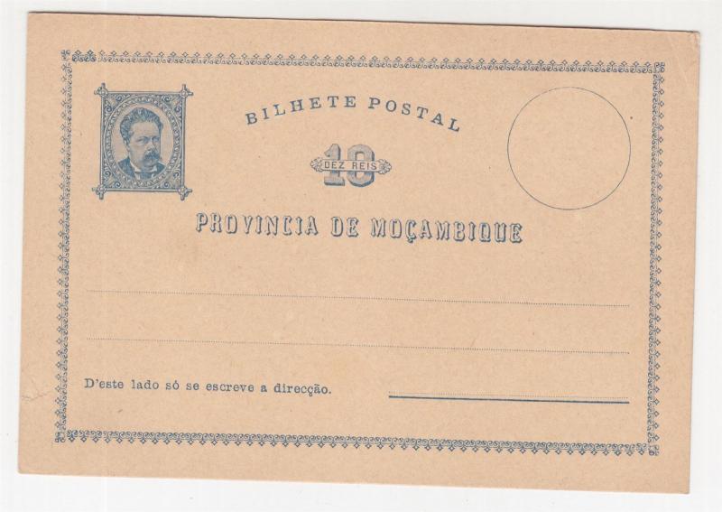 MOZAMBIQUE, Postal Card, c1890 10r. Blue, unused.