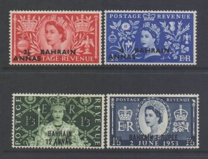 Bahrain Scott 92/95 - SG90/93, 1953 Coronation Set MH*