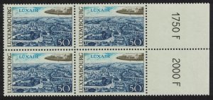 Luxembourg Fokker F.27 Friendship Luxair Block of 4 1968 MNH SG#828 MI#777