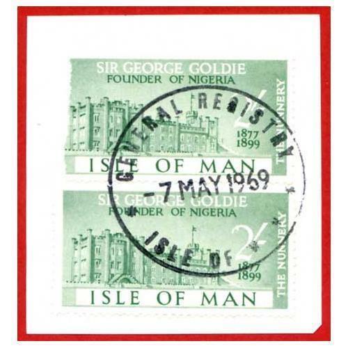 Isle of Man 2/- Green Pair QEII Pictorial Revenues CDS On Piece