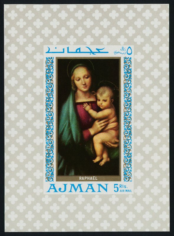 Ajman MIBK 66 MNH Art, Madonna & Child, Raphael