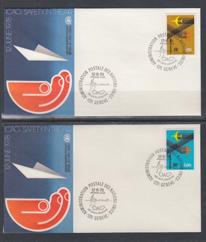 UN Geneva 77-78 Geneva U/A Set of Two FDC