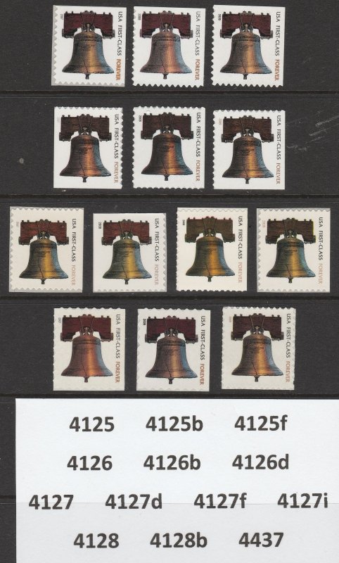 Forever Liberty Bell Complete Set of 13 Issues MNH #4125/4437