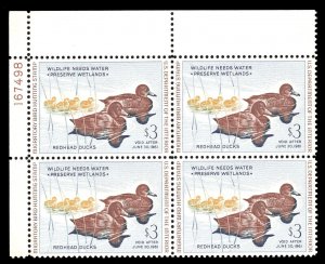 MOMEN: US STAMPS #RW27 DUCK PLATE BLOCK MINT OG NH XF LOT #73108