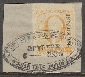 MEXICO-S.Luis Potosi 2, SK1441, 1REAL. ON SMALL PIECE. XF. (700)