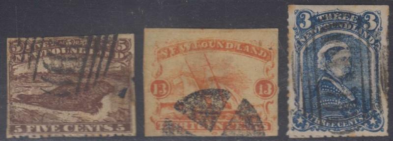 CANADA NEWFOUNDLAND 1865-96 Sc 25, 30 & 49 FORGERIES MUTE CANCELS (CV$497) 