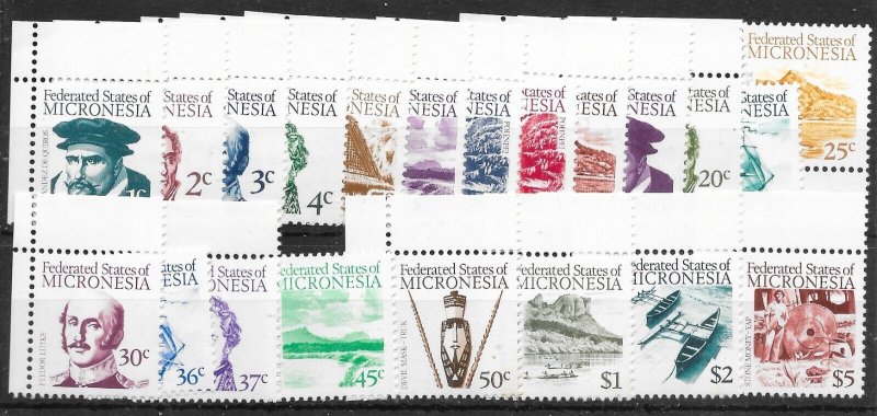 MICRONESIA SG5/20 1984 DEFINITIVE SET OF 21 MNH