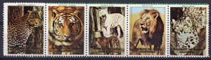 Equatorial Guinea 1976 Lions/Tigers/Panthera/ Strip of 5 Perforated MNH