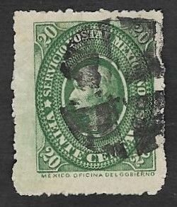 SD)1884 MEXICO  FROM THE MEDALLION SERIES, HIDALGO 20C SCT 158, USED