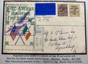 1939 Ireland First Flight Cover To New York USA AlF G McGann Envelope Signed