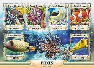 2016 Guinea-Bissau. Fishes. Y&T Code: 6382-6387  |  Michel Code: 8411-8416