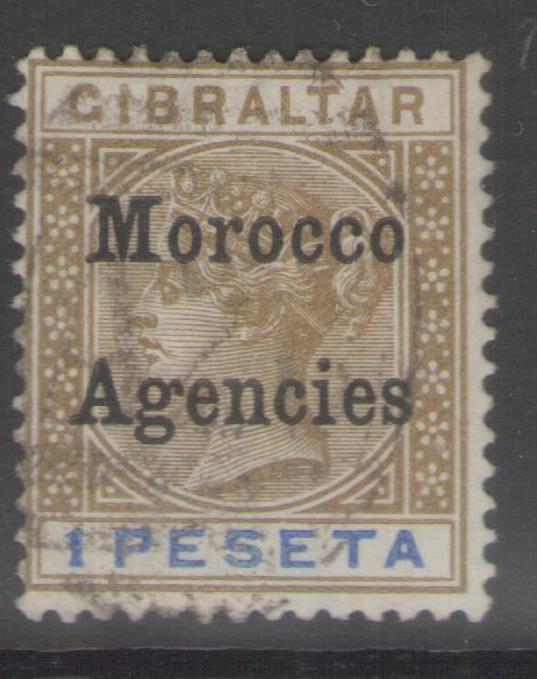 MOROCCO AGENCIES SG15 1899 1p BISTRE & ULRAMARINE USED