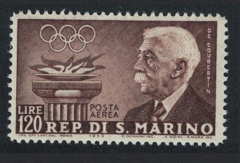 San Marino Pierre de Coubertin Pre-Olympic Games Issue 120L SG#575