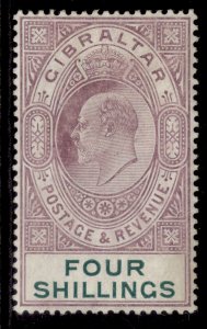 GIBRALTAR EDVII SG63, 4s deep purple & green, M MINT. Cat £350. WMK MULT CROWN