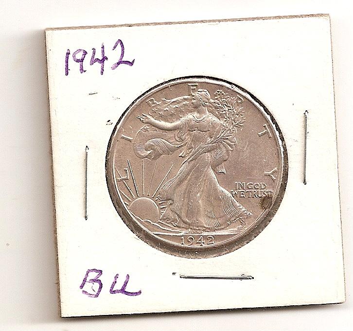 Unc 1942 Walking Liberty Half Dollar