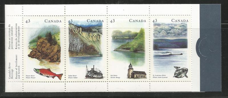 CANADA 1489c  MNH, COMPLETE BKLT, CANADIAN RIVERS TYPE OF 1991