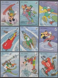 GAMBIA # 1484-92 DISNEY STAMPS CELEBRATING DISNEY CHARACTERS PLAYING SPORTS